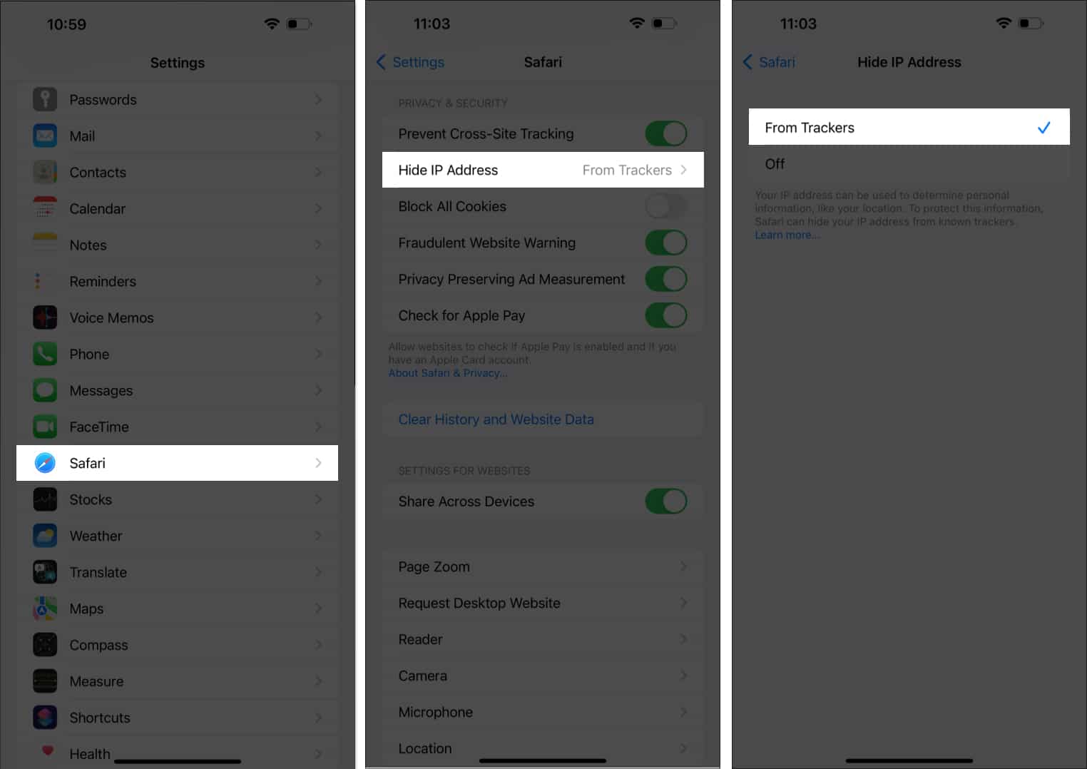 IPhone पर ट्रैकर्स से सफारी आईपी पता कैसे छिपाएं