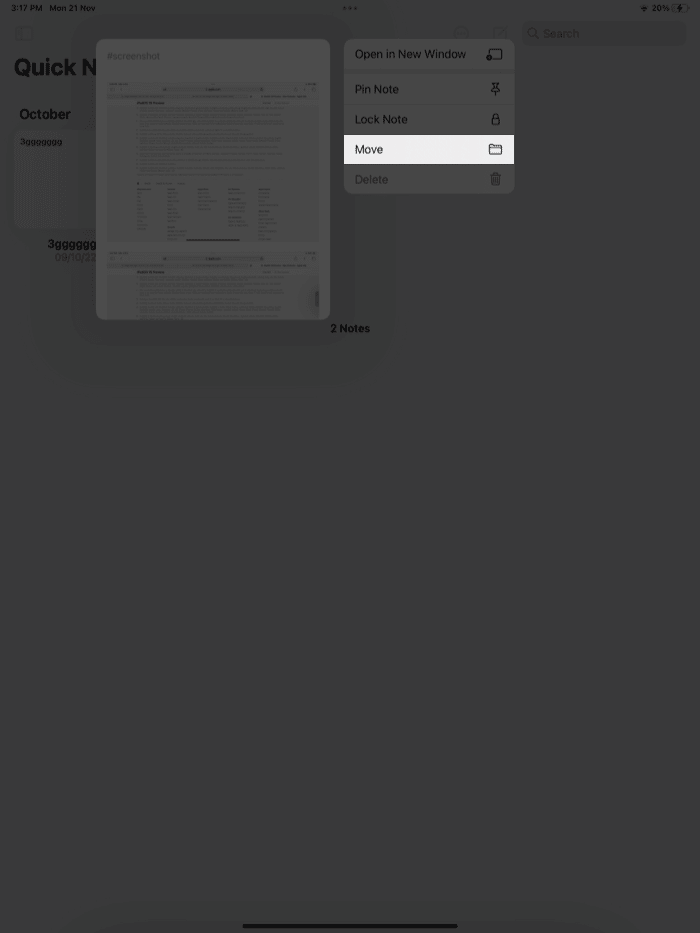 How to move Quick Notes on iPad