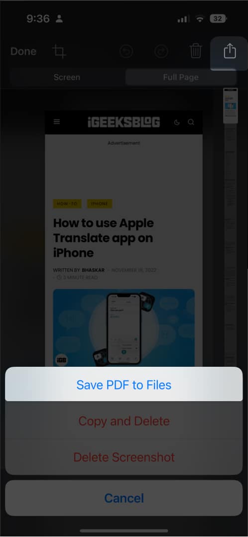 How to take a scrolling screenshot on the iPhone