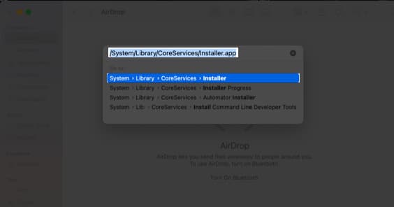 Επικόλληση System Library CoreServices Installer σε Mac