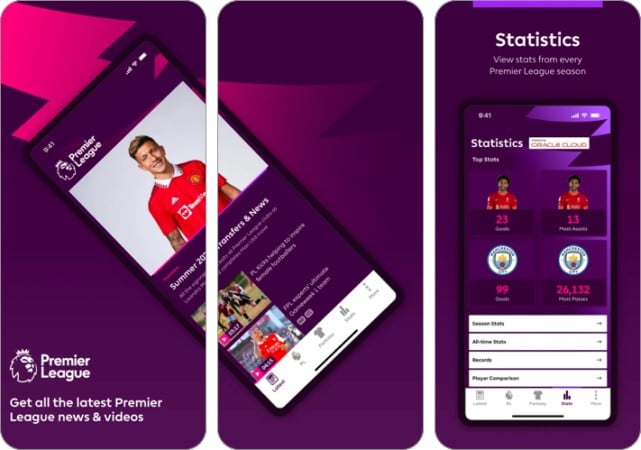 Premier League football app for iPhone