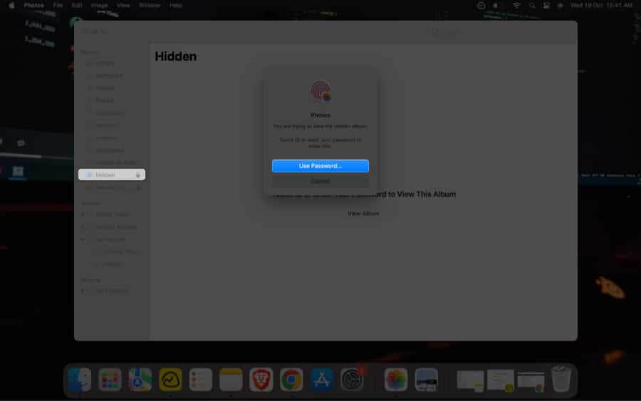 Berikan kata laluan untuk melihat foto dalam apl Photos pada Mac