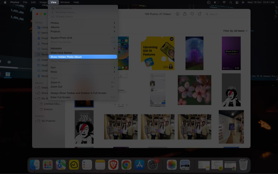 Show Hidden Photo Album on Mac را انتخاب کنید