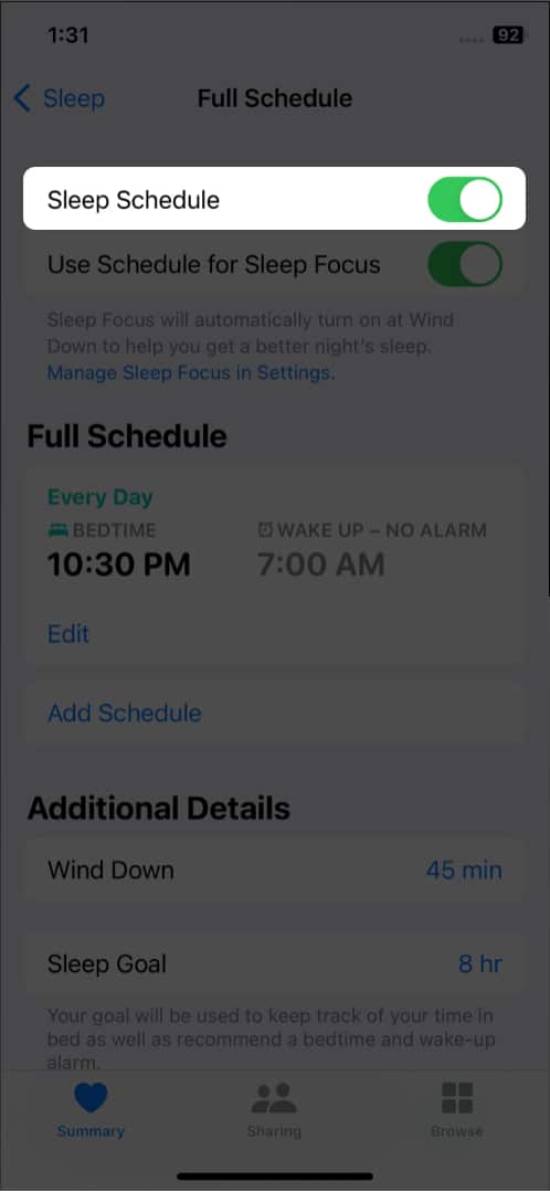 Matikan semua jadual tidur dan penggera pada iPhone