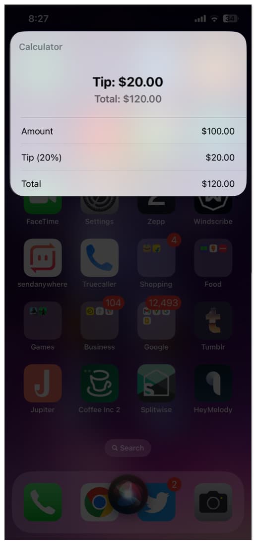 Use Siri to calculate tips on iPhone
