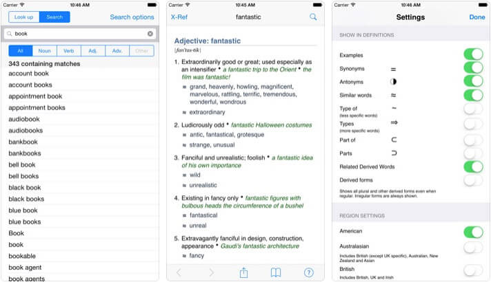 WordWeb Dictionary iPad and iPhone Thesaurus App Screenshot