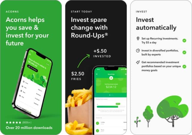 Acorns app to ean money on iPhone