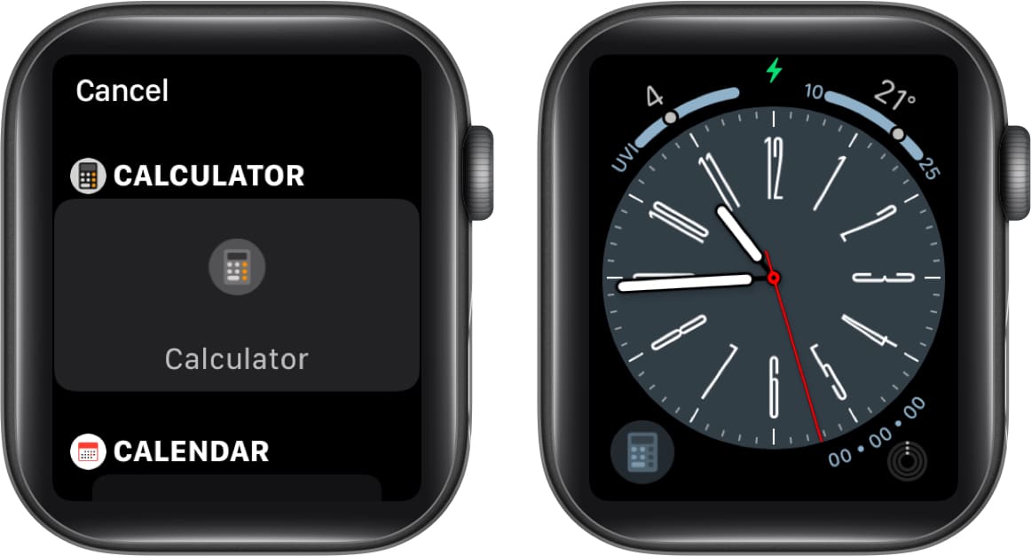 Tambahkan apl Kalkulator pada muka Apple Watch