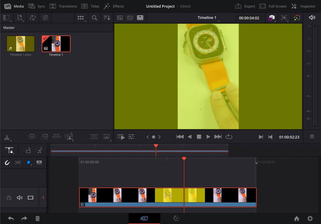 Videóklipek beállítása a DaVinci Resolve alkalmazásban iPaden
