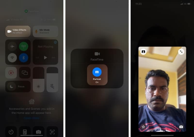 Blur background in a video call using the Control Center