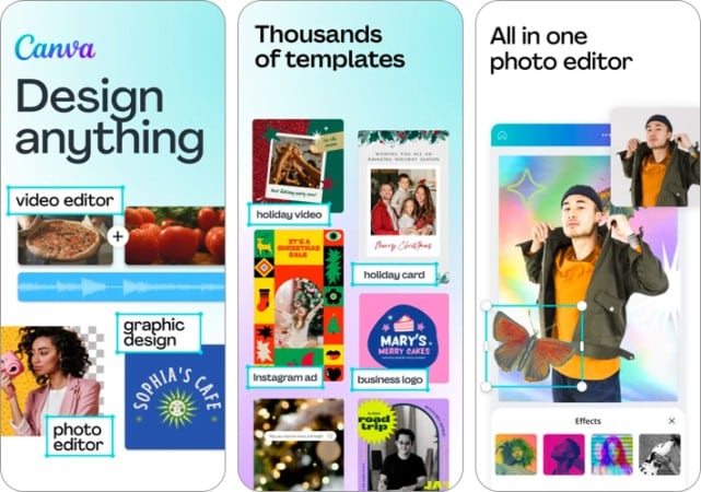 Canva app to add text on iPhone