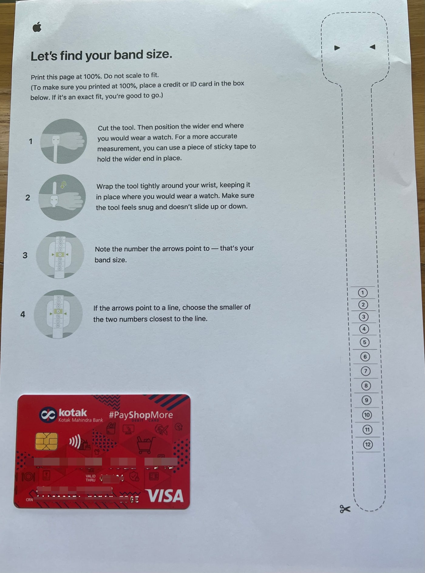 Verify the print by holding a credit or ID card in the box
