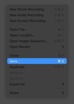 Klik Fail dan pilih Simpan pada Mac