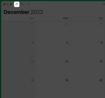 Click on the Calendar icon in Calender app on Mac