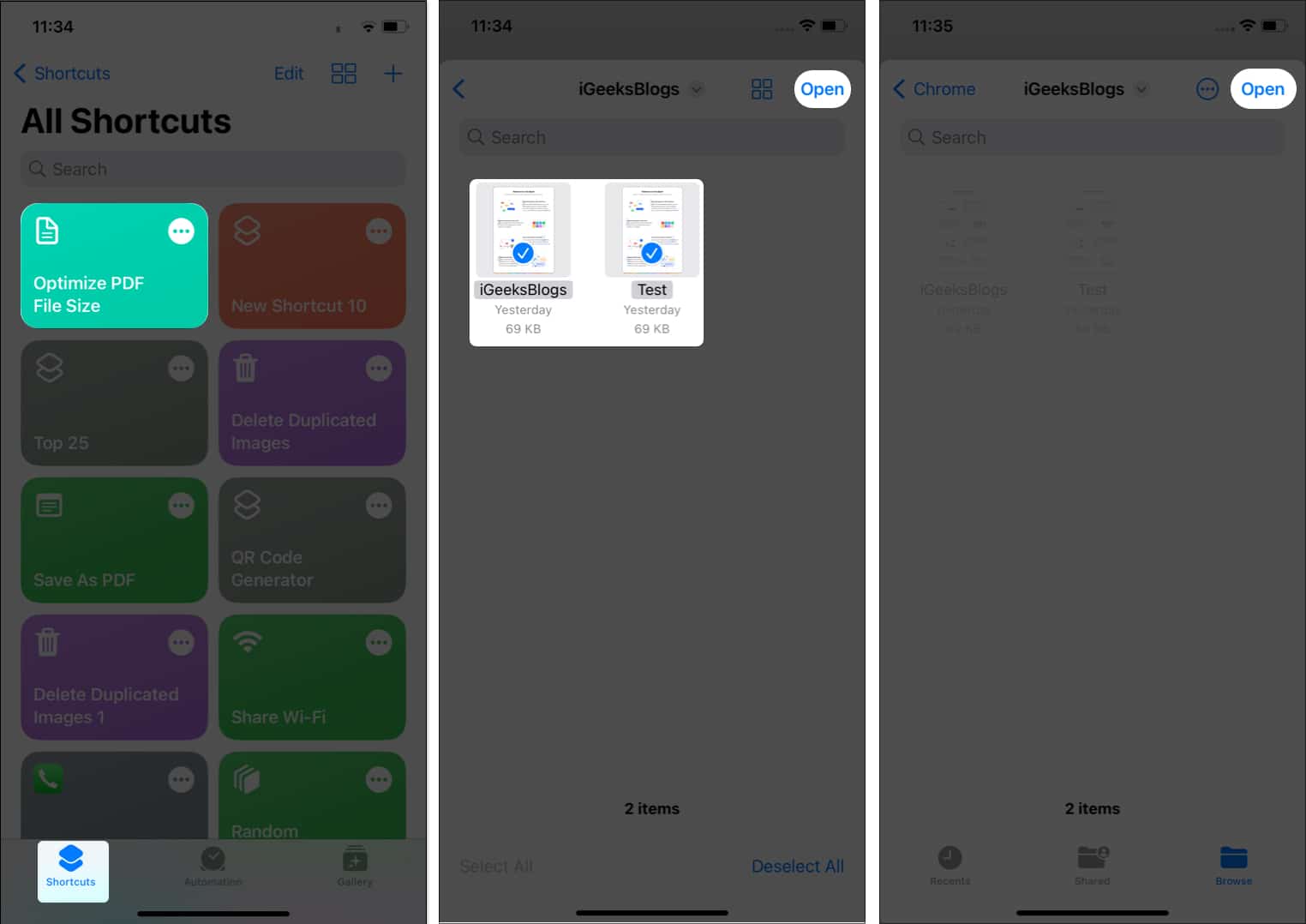PDF tömörítése az iOS Shortcut alkalmazással