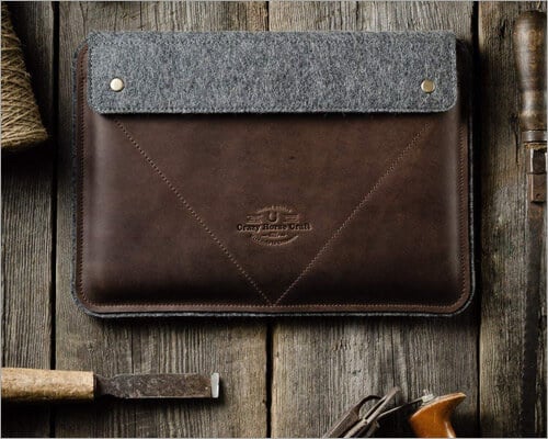 Crazy Horse Craft Italian Leather Sleeve for 16 inch MacBook Pro