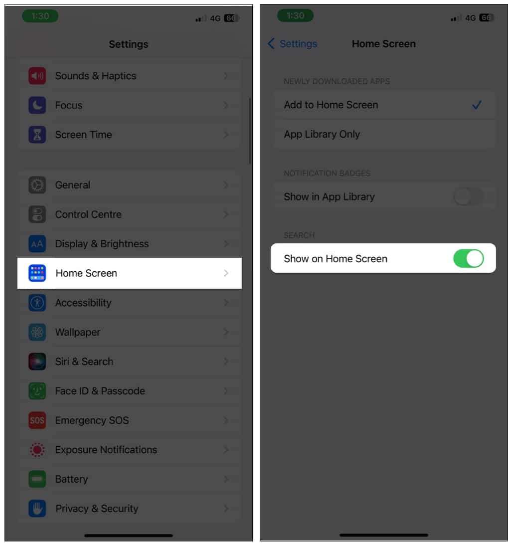 Engedélyezze az alkalmazások megjelenítését a Homscreenen az iPhone készüléken