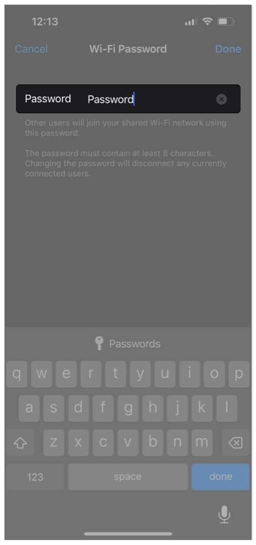 A személyes hotspot jelszavának megváltoztatása iPhone vagy iPad készüléken