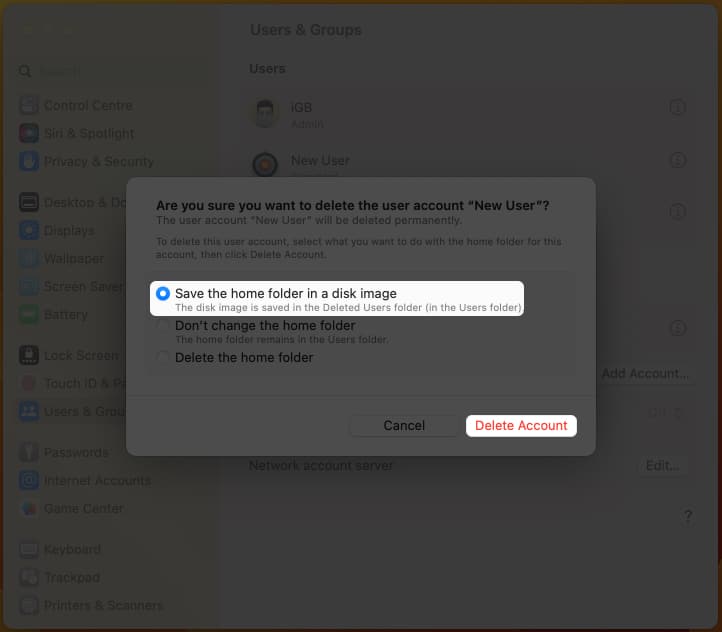 How to delete a user on macOS Ventura