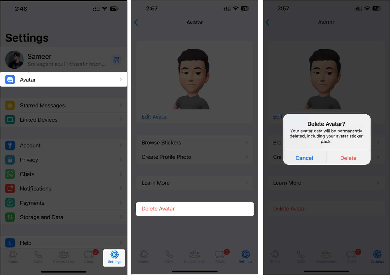 How to delete your WhatsApp avatar on iPhone