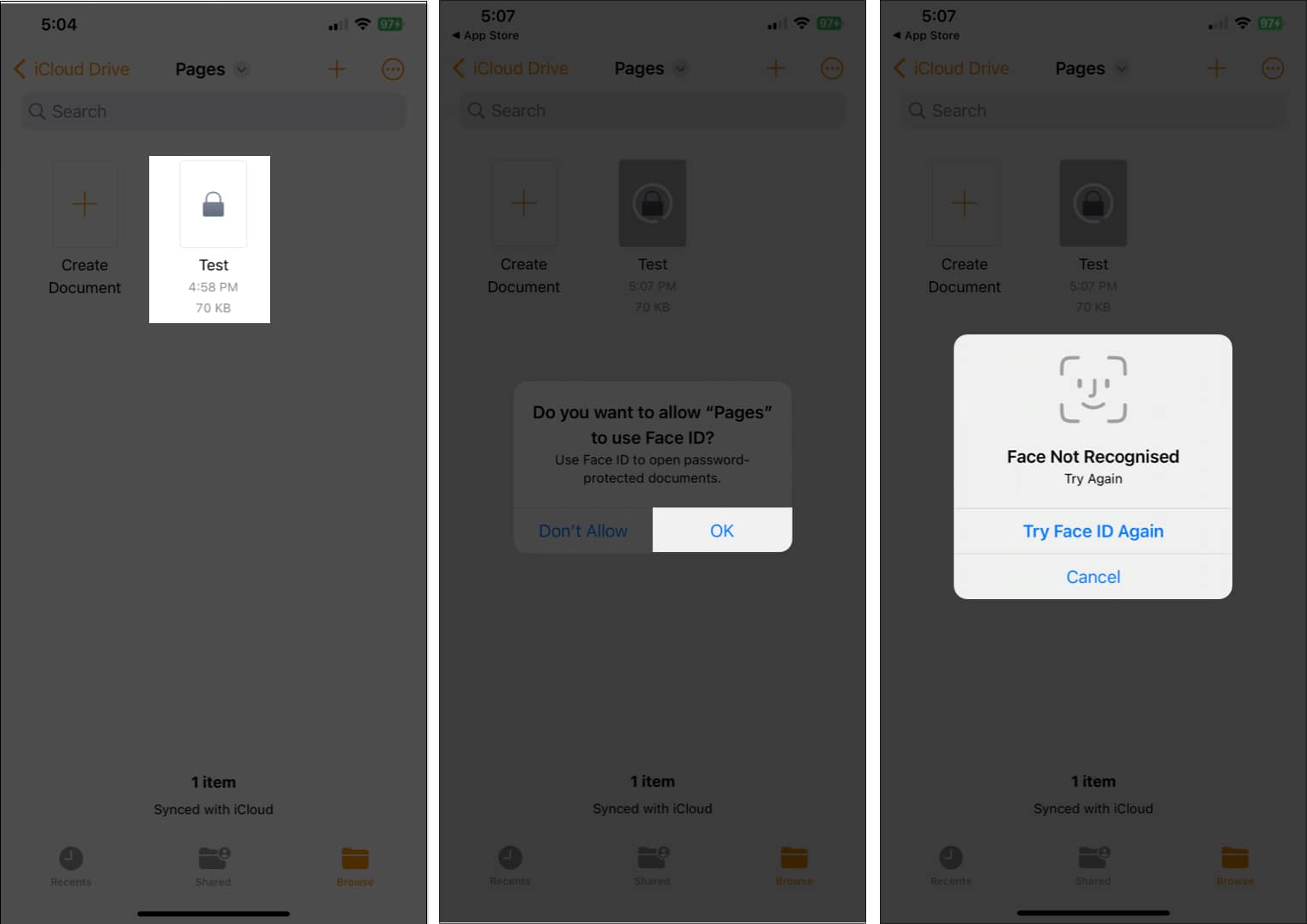How to open locked documents from other iOS devices