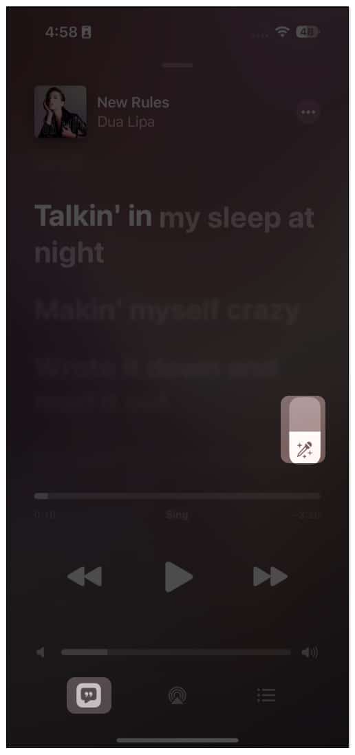 Az Apple Music Sing karaoke funkció használata iOS 16.2 rendszerben