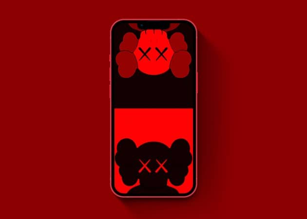 Kaws wallpaper in black and red