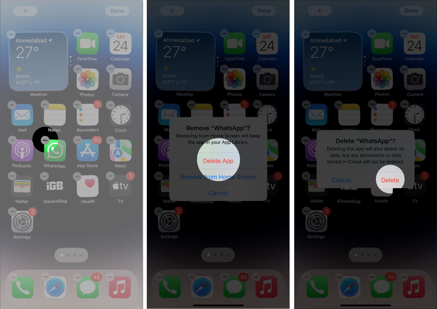 Löschen Sie die App dauerhaft vom iPhone-Startbildschirm