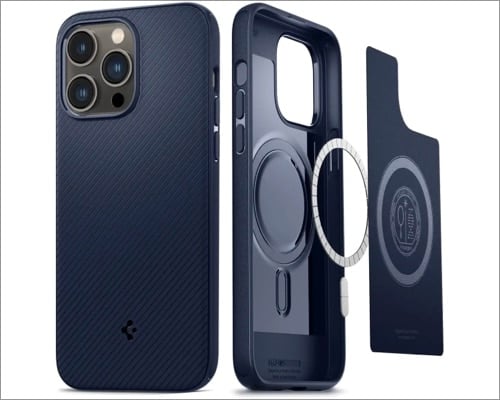 Spigen mag armor magfit matte black case for iphone 14 pro