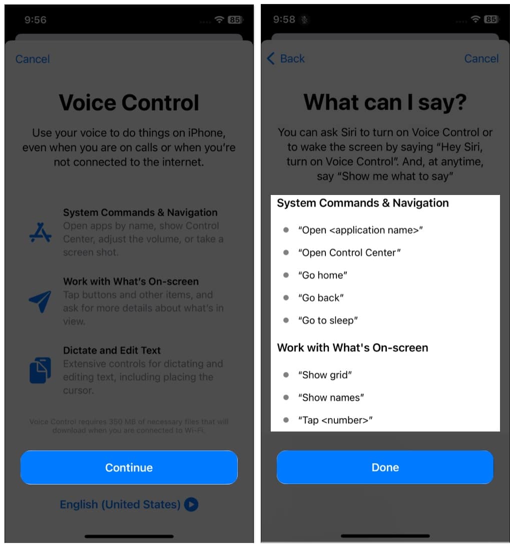 Langkah-langkah untuk menghidupkan Kawalan Suara pada iPhone