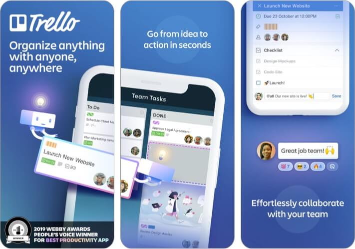 Trello best iPhone business meeting app screenshot