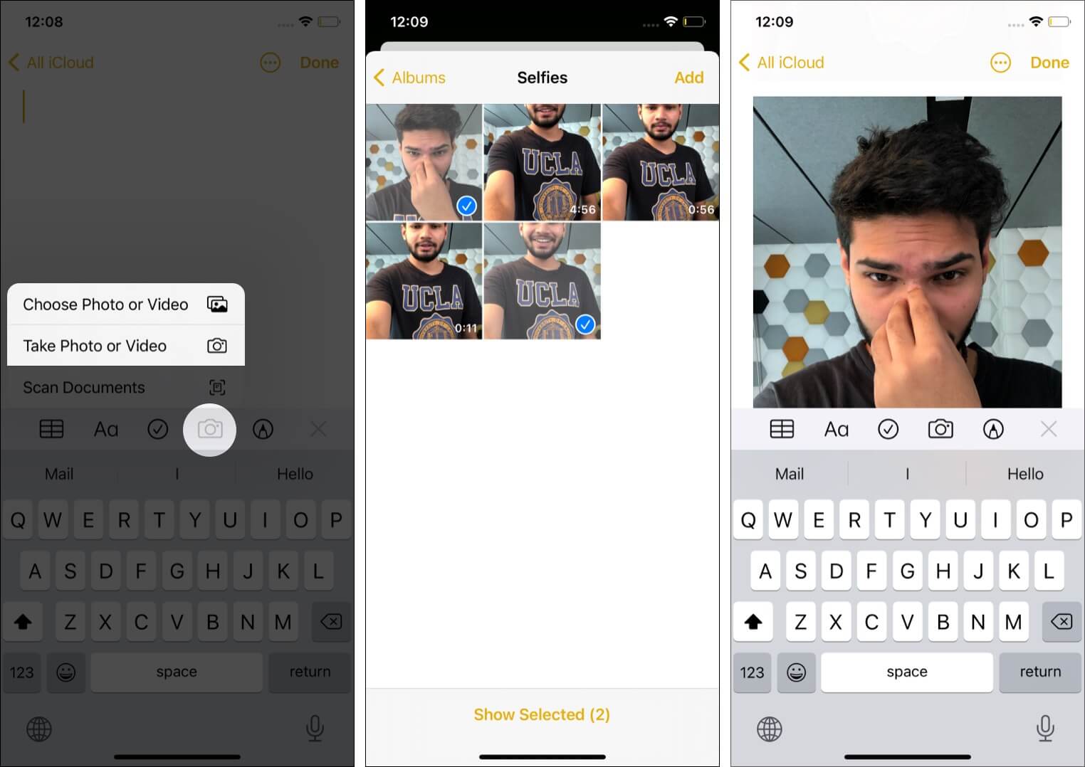 Add photos and videos to Notes app