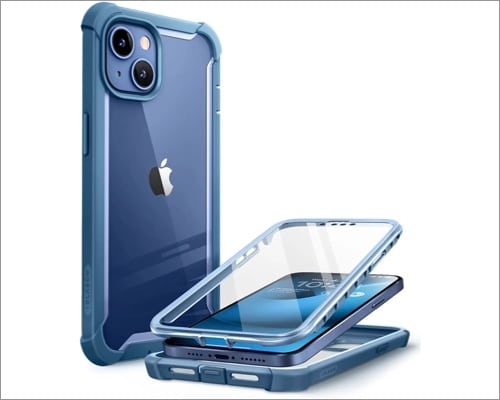 I blason ares dual layer rugged clear bumper case with built in screen protector 360 degree protection 