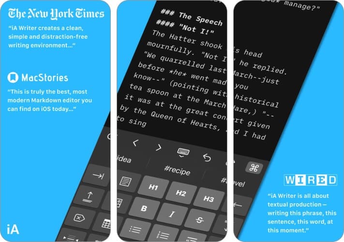 iA Writer best text editor for iPhone and iPad screenshot