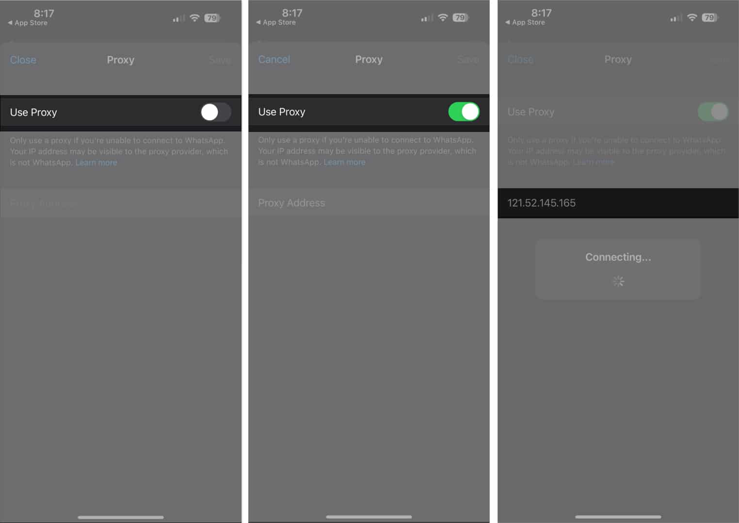 Доступ к WhatsApp через прокси на iPhone