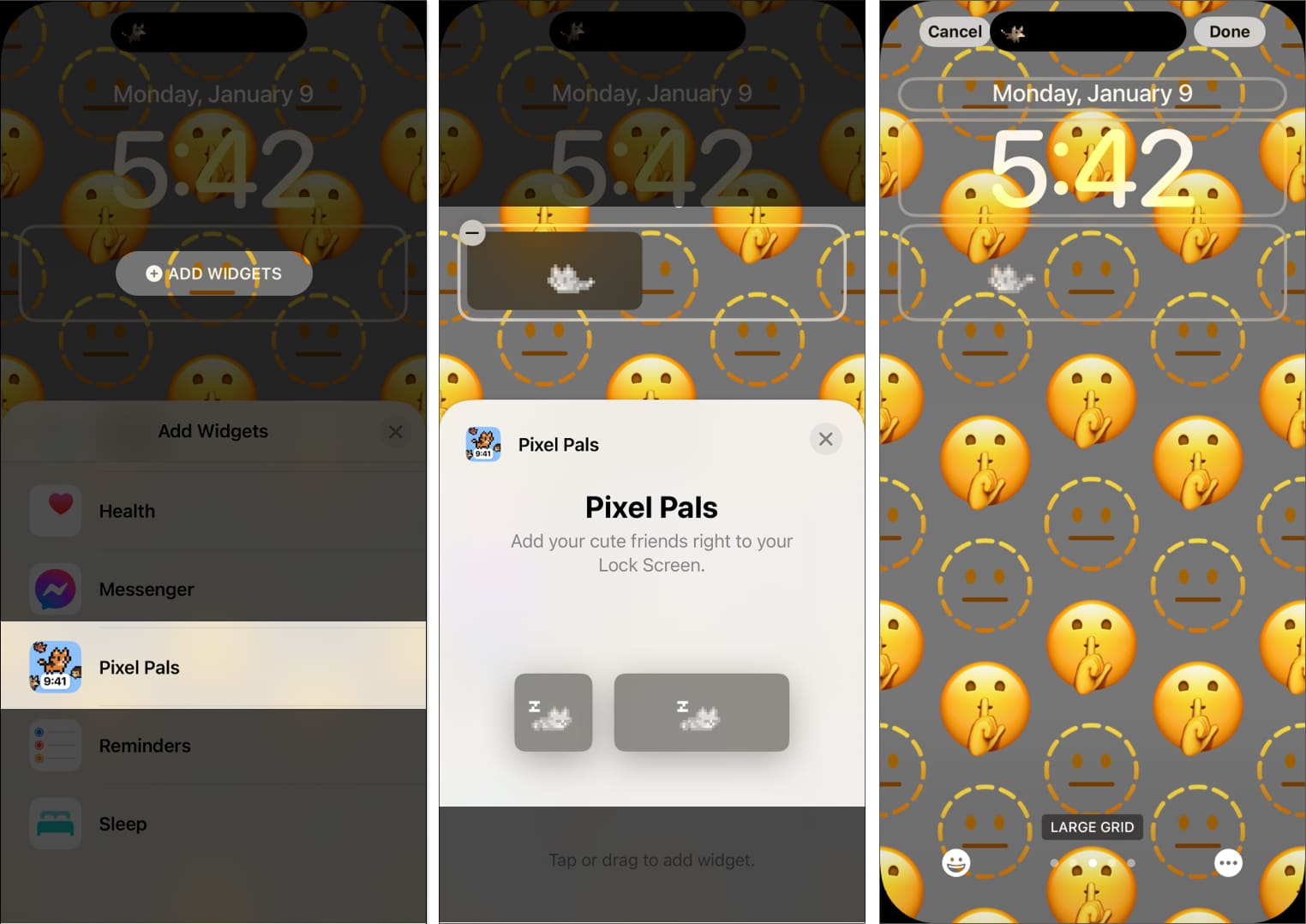 Tambahkan Pixel Pals pada Skrin iPhone Kunci anda