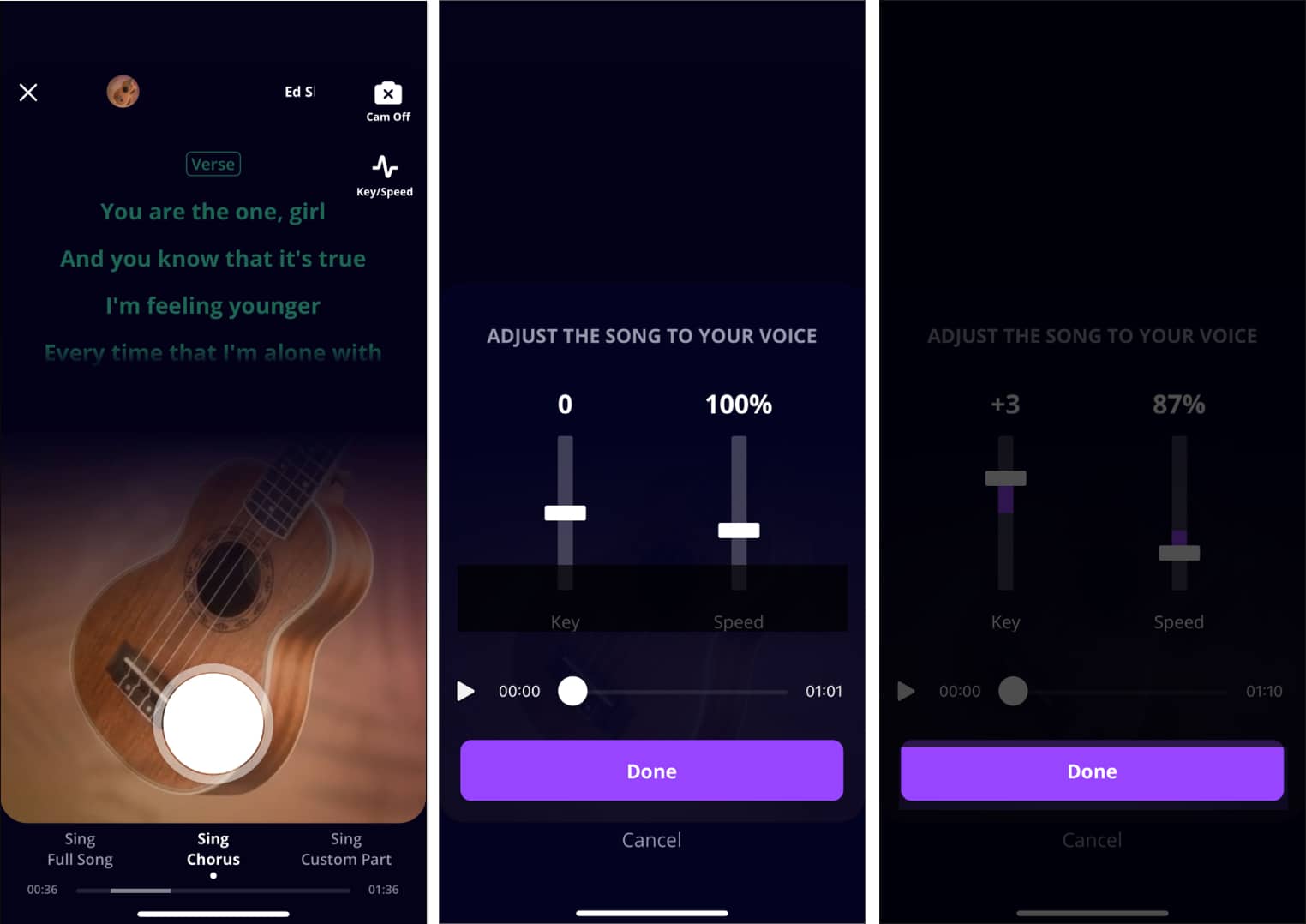 Adjust the song key and speed in Mixit app