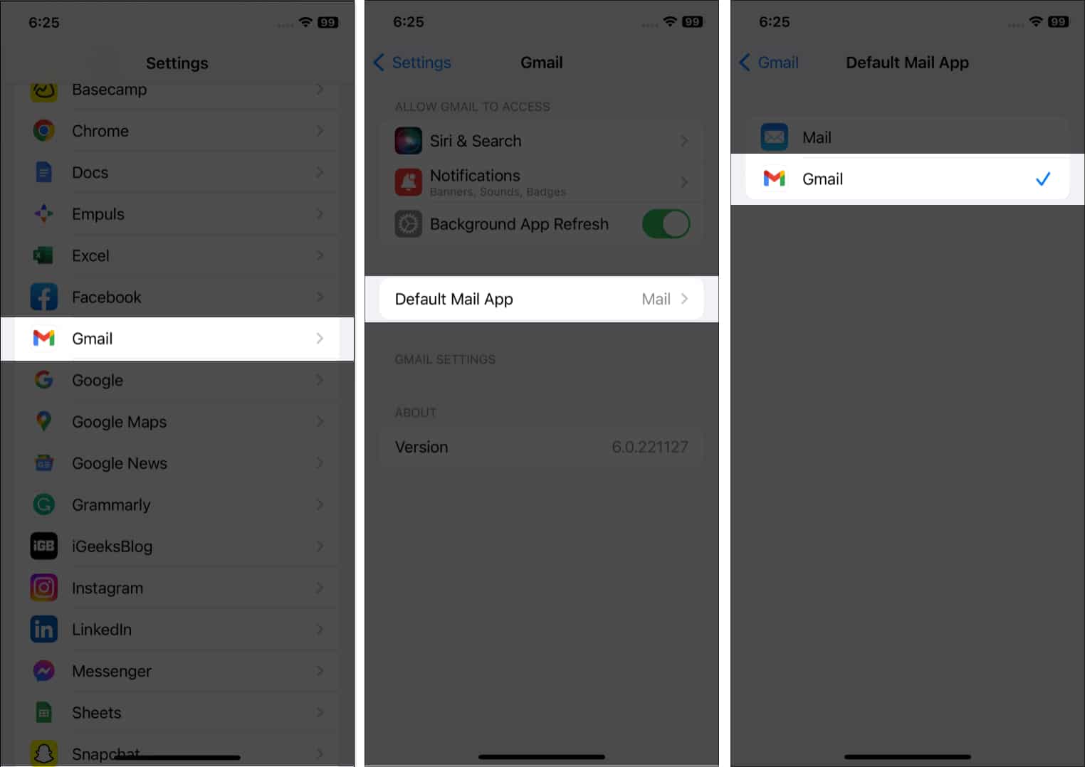 Make Google apps default on iPhone