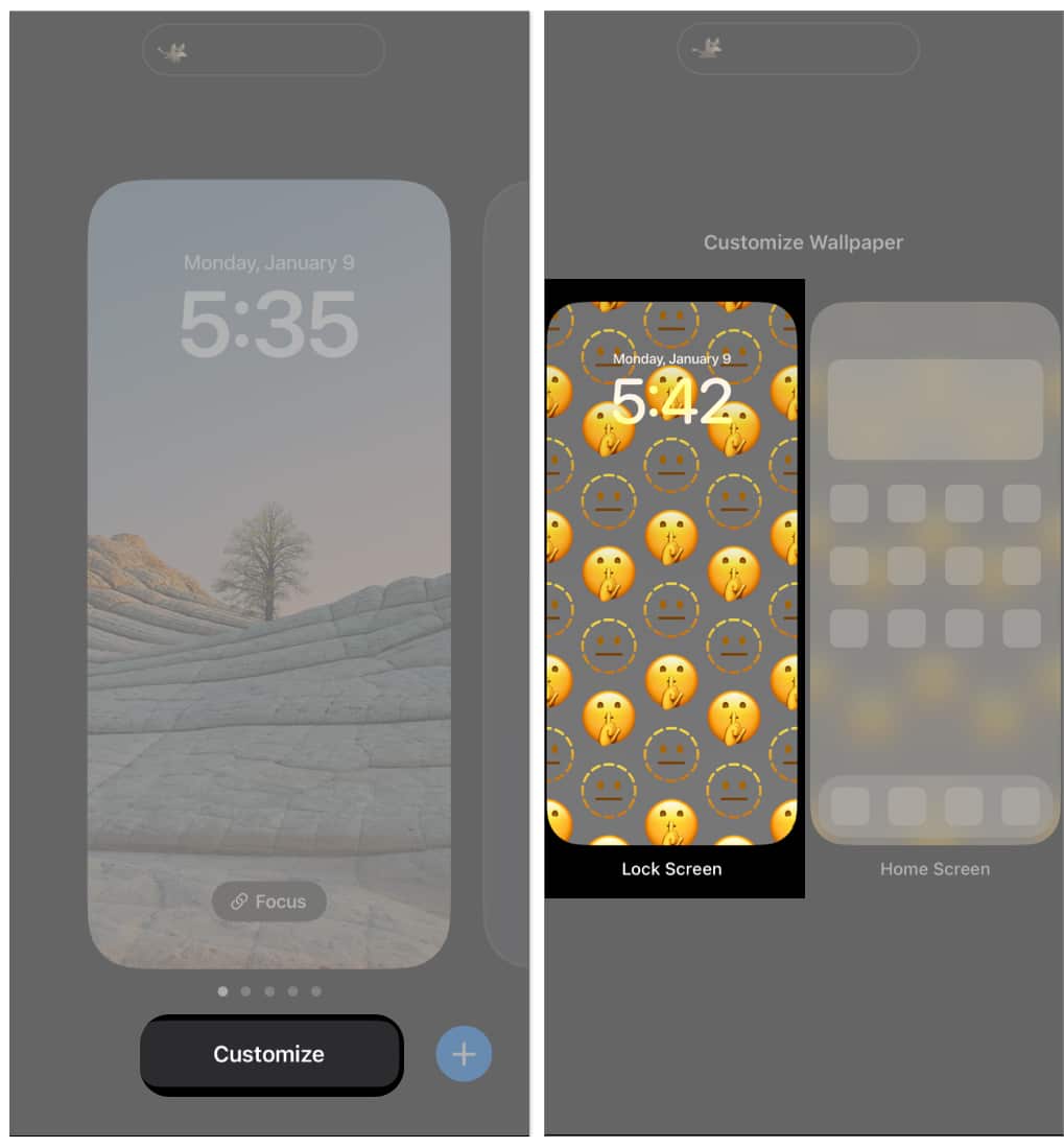 Tap Customize and Select Lock Screen