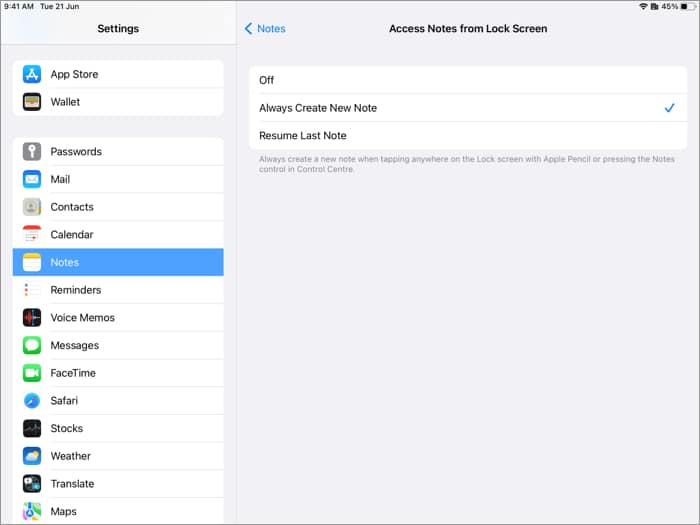 Use Apple Pencil for note taking even if the iPad is locked