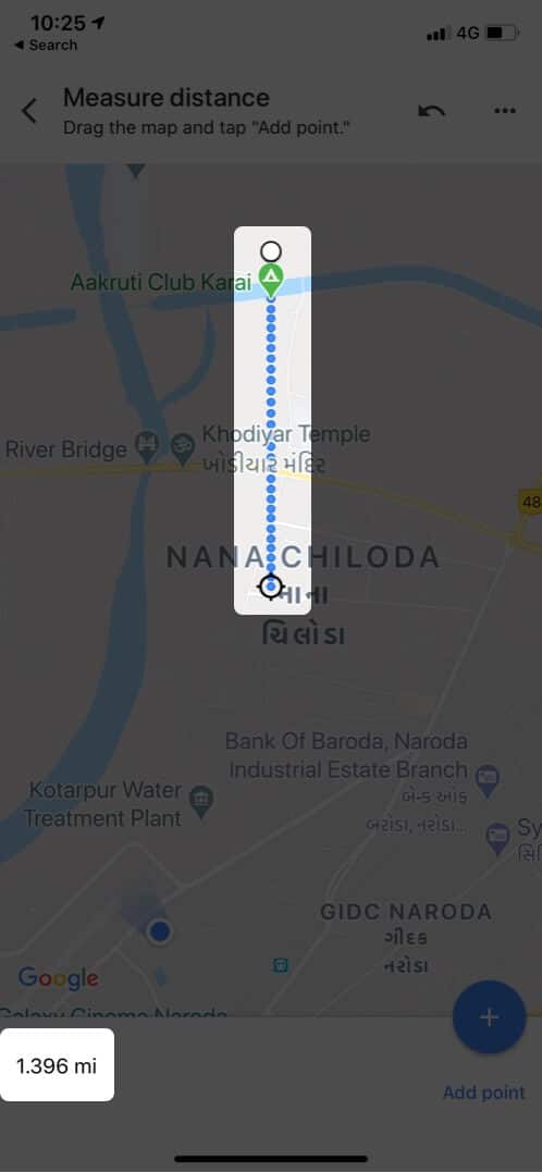 You can see the distance in iOS Google Maps App