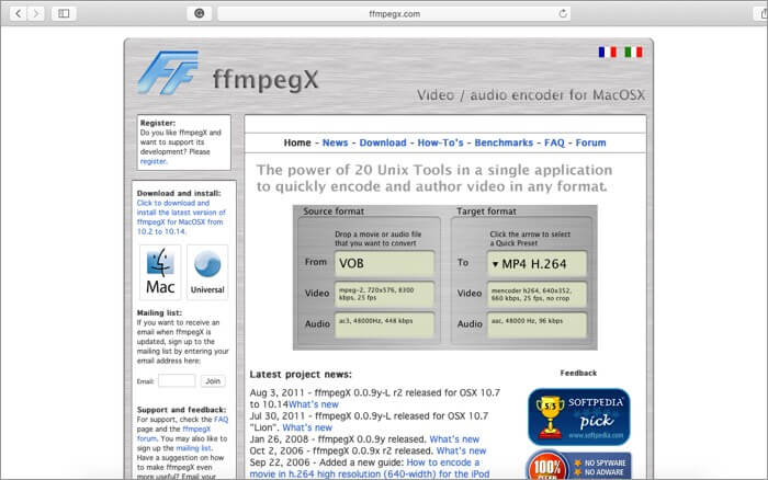 ffmpegx Video Converter App for Mac