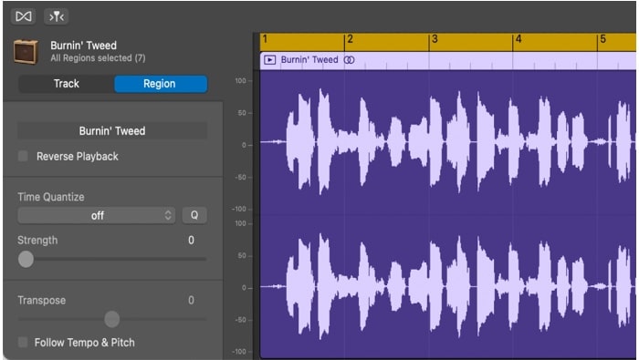 garageband audio editor screenshot