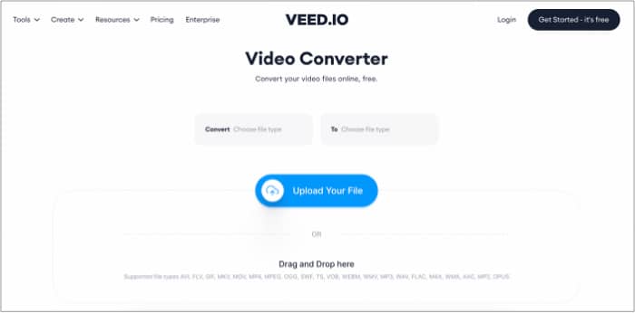 veed.io video converter screenshot
