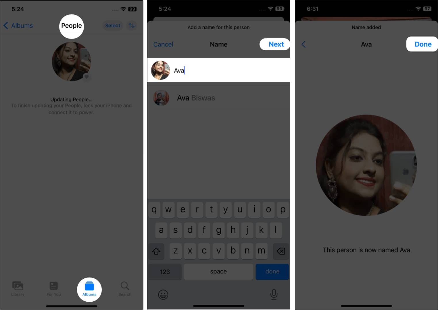 Add a name to a face in Photos on iPhone