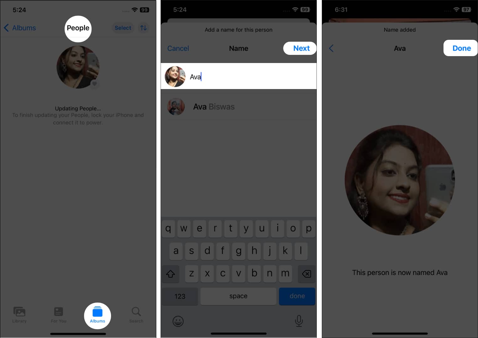 Add a name to a face in photos on iPhone