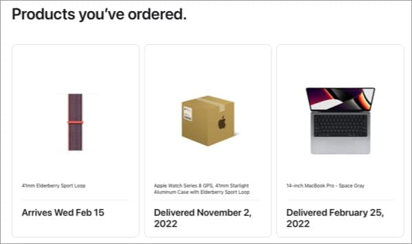 Apple product's you've ordered