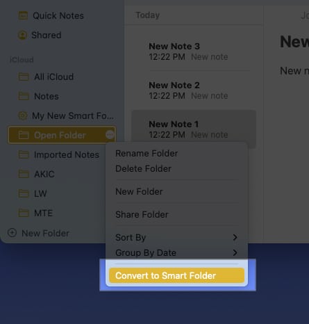 Click Convert to Smart Folder on Mac