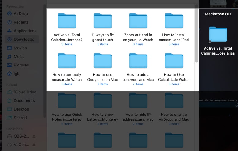 Buat pintasan desktop pada Mac menggunakan seret dan lepas