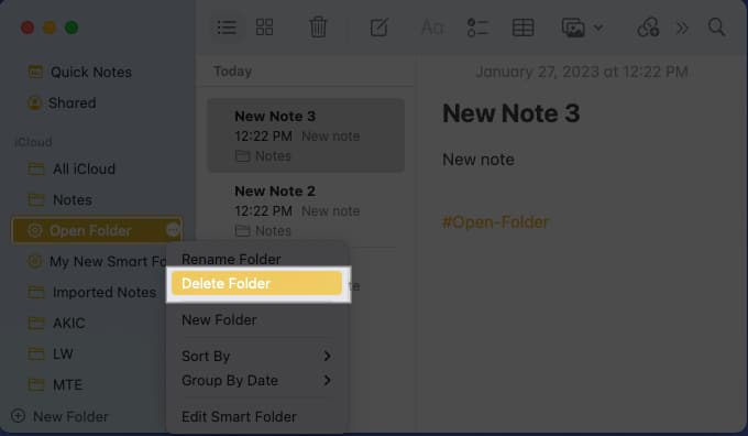 Delete a Smart Folder on Mac